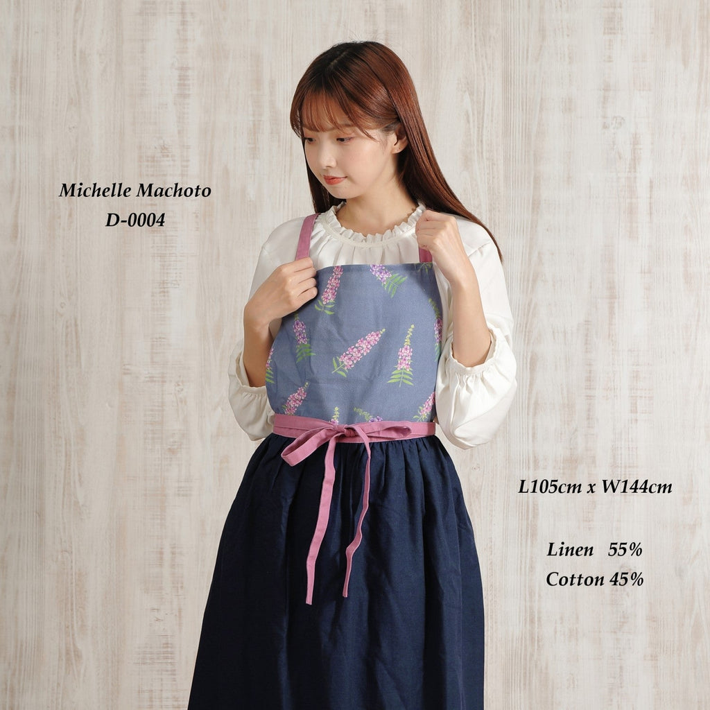 [Michelle Machoto] Michelle Machoto Angelonia Print Long Wide Gather Apron D-0004