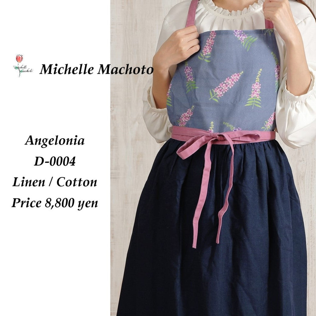 [Michelle Machoto] Michelle Machoto Angelonia Print Long Wide Gather Apron D-0004