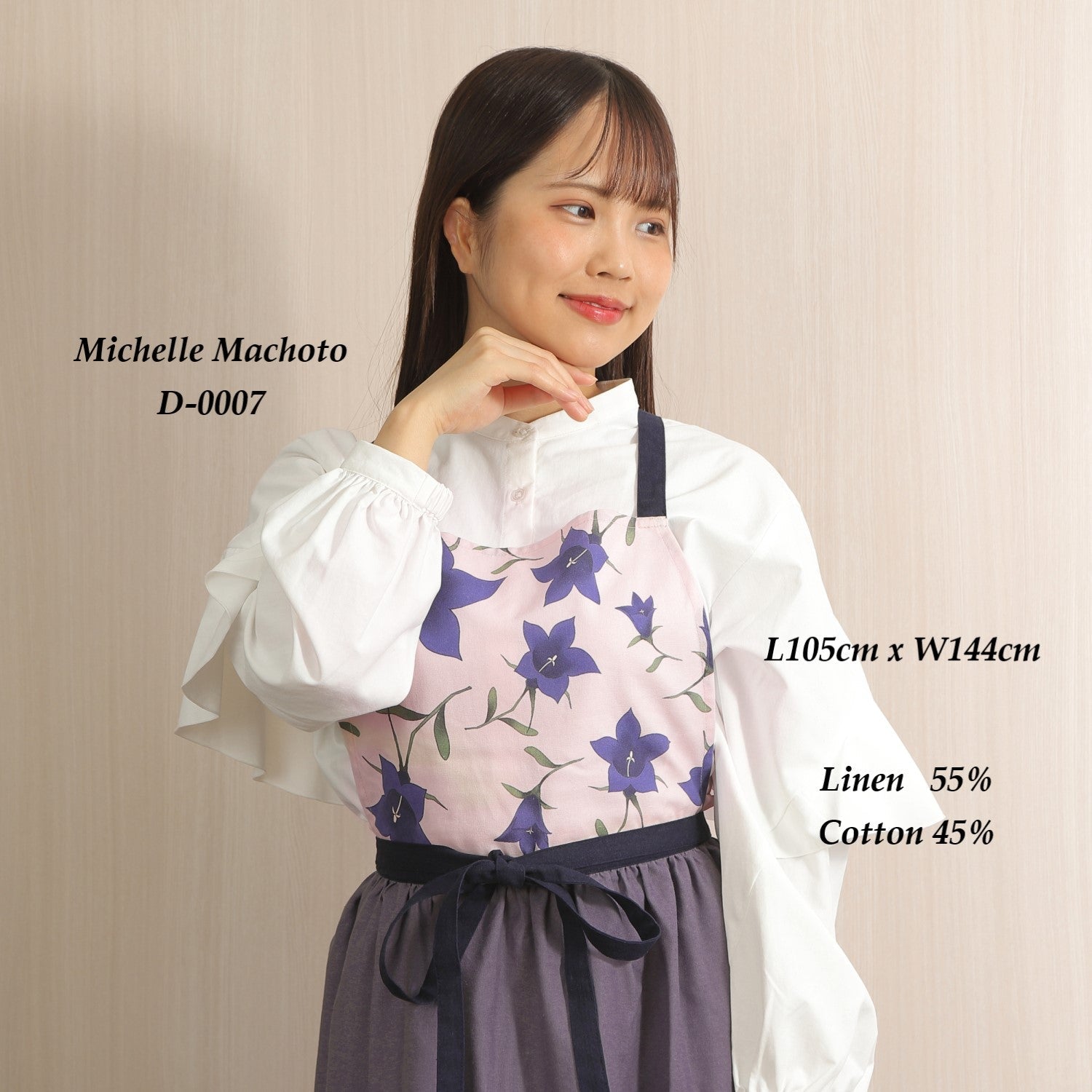 [Michelle Machoto] Michelle Machoto Iwakikyo Pattern Long Wide Gather Apron D-0007