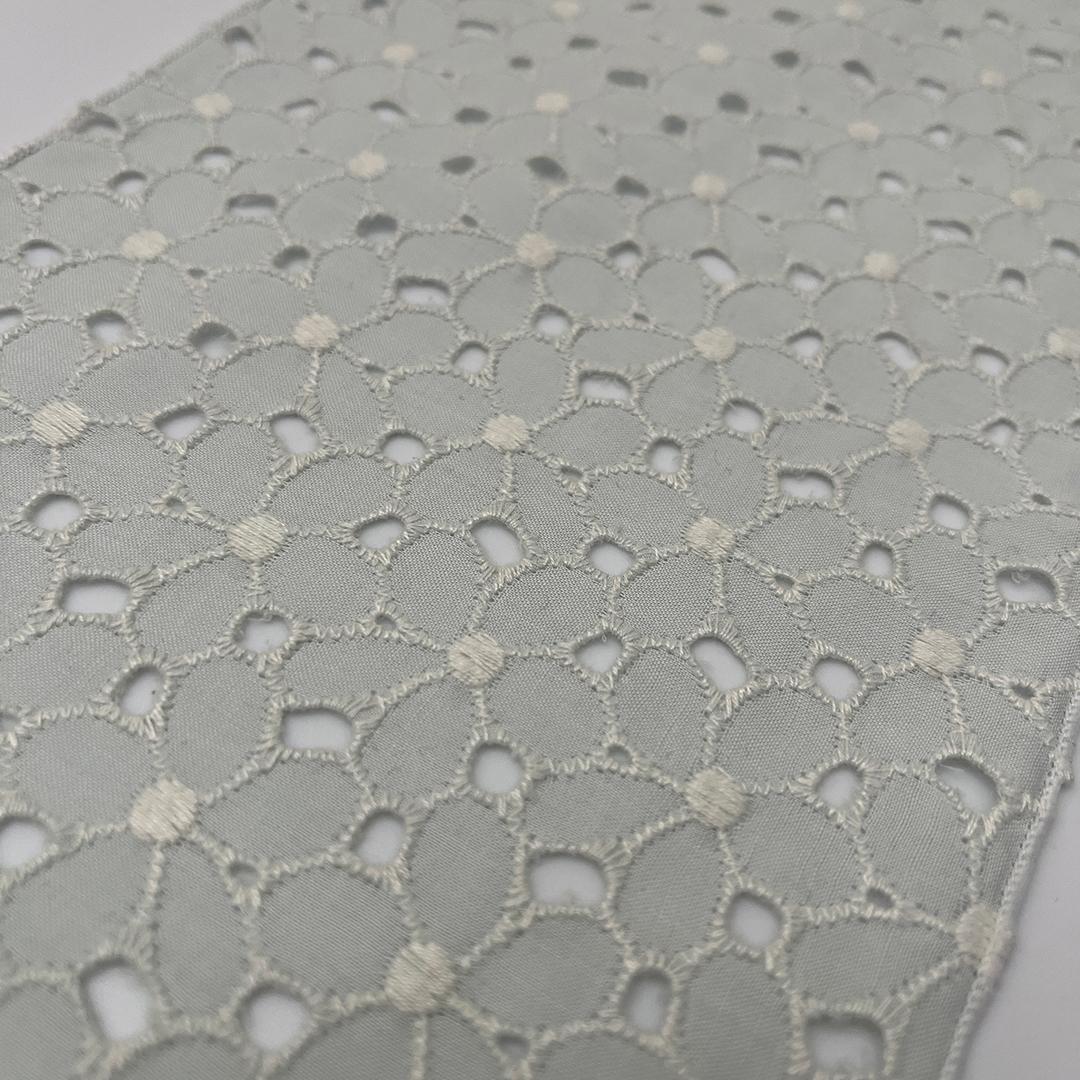 Han-eri (collar) - Dull mint cotton lace, floral design. Light green. Washable. Cute. Casual.