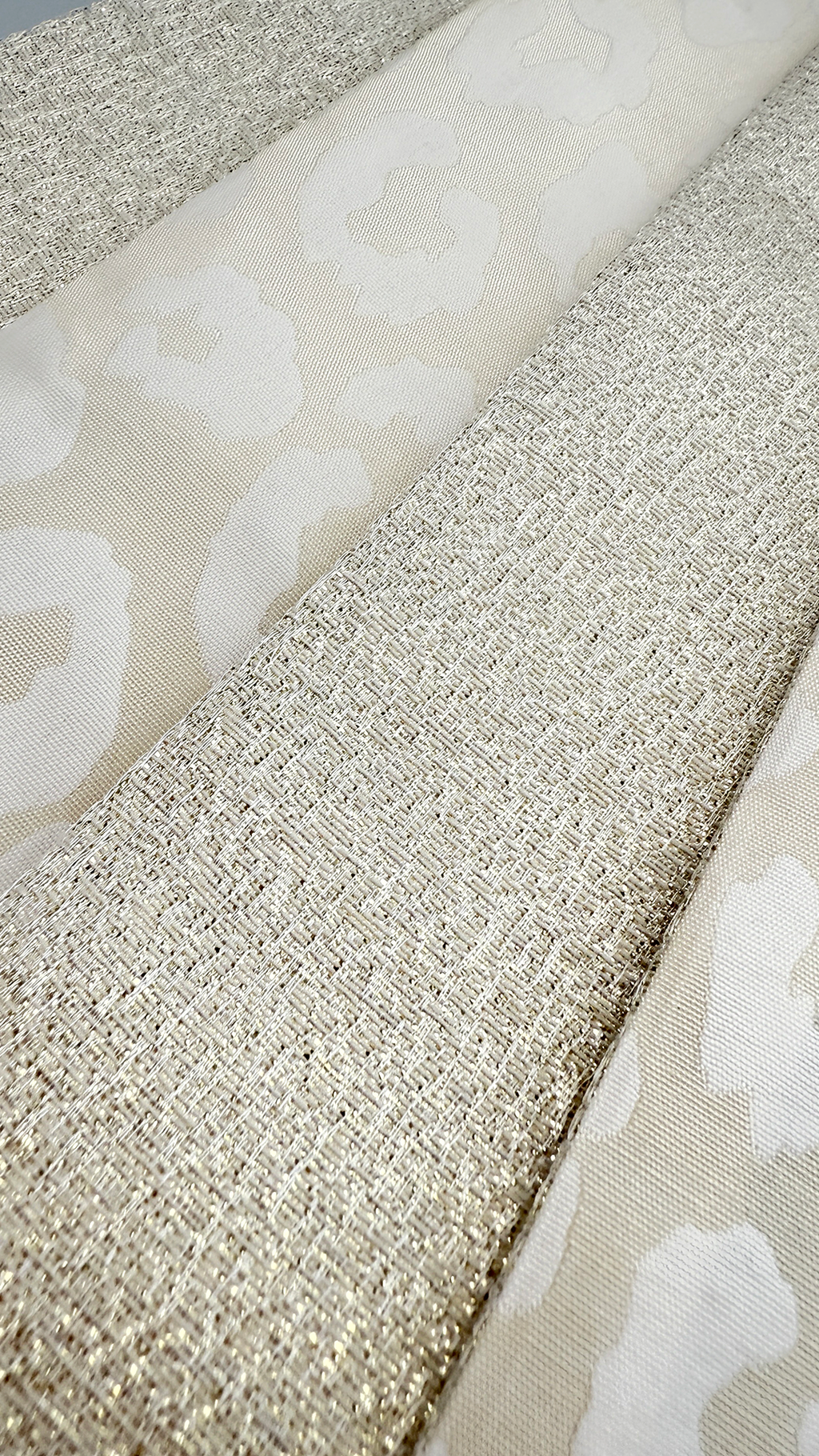 Half-width Obi 【Savanna Moon】 Half-width Hecko Obi for Adults, Reversible, White, Lame