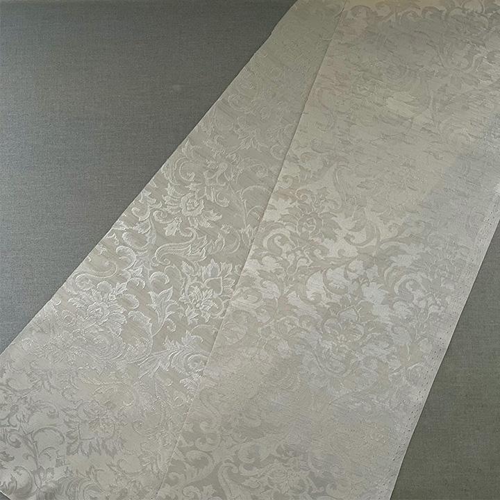 Damask Weave Shirotsurubami Han-eri - Handmade Han-eri, Botanical, Beige, Ecru