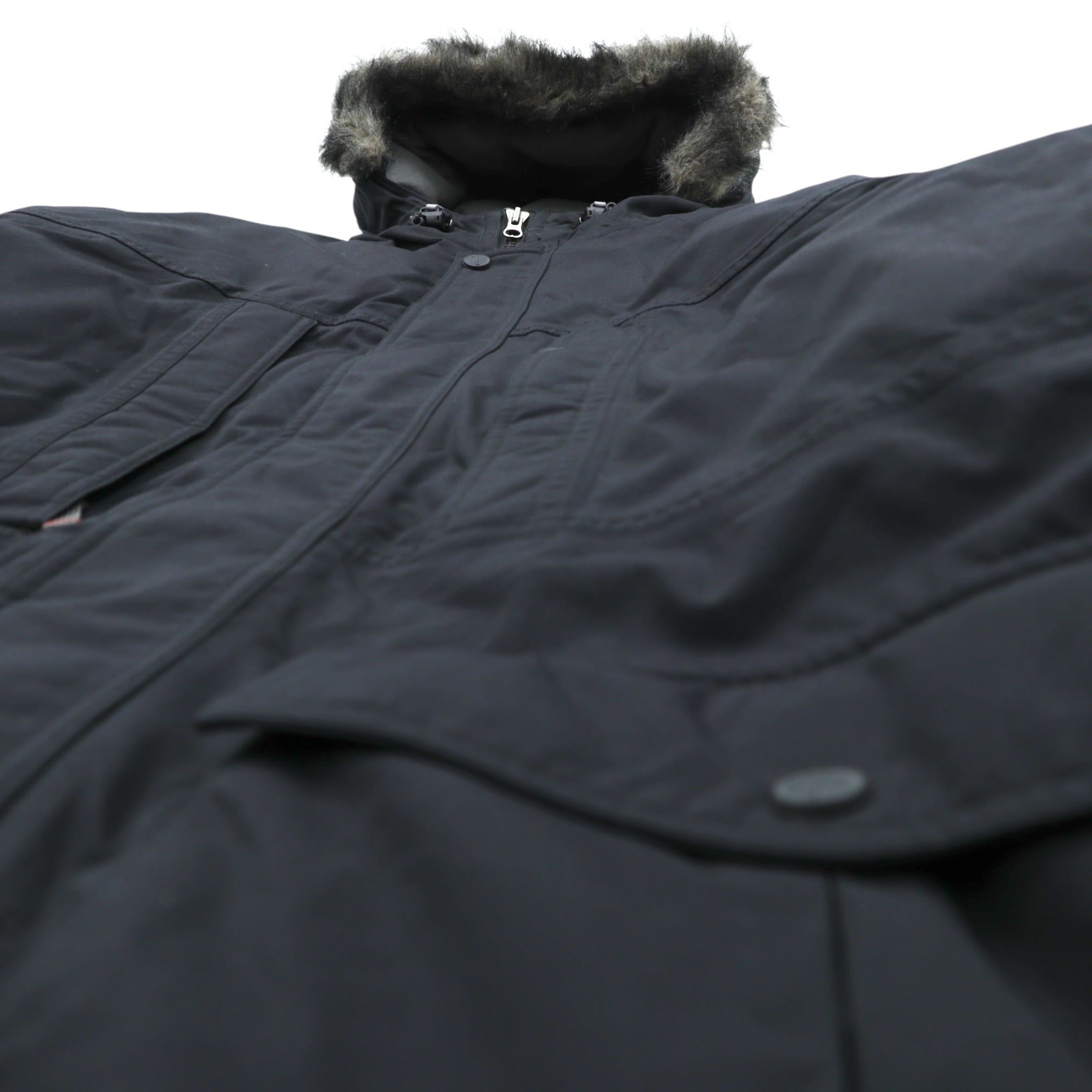 Eddie Bauer PREMIUM Goose Down Jacket 2XL Black Detachable Fur Drawcord