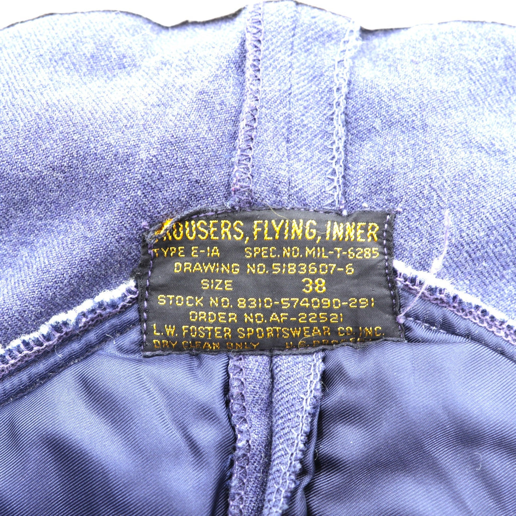 50s Vintage USAF Type E-1A Trousers Flight Pants M Navy Wool L.W.FOSTER SPORTSWEAR CO Cinch Back CONMAR Zip