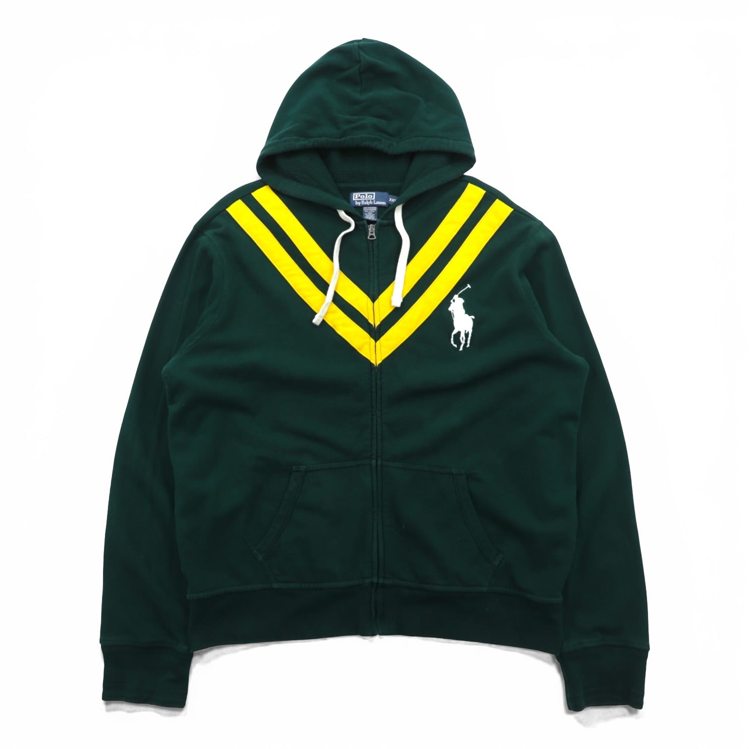 Polo Ralph Lauren 90s Big Pony Embroidered Zip Hoodie 2XL Green CONMAR Zipper