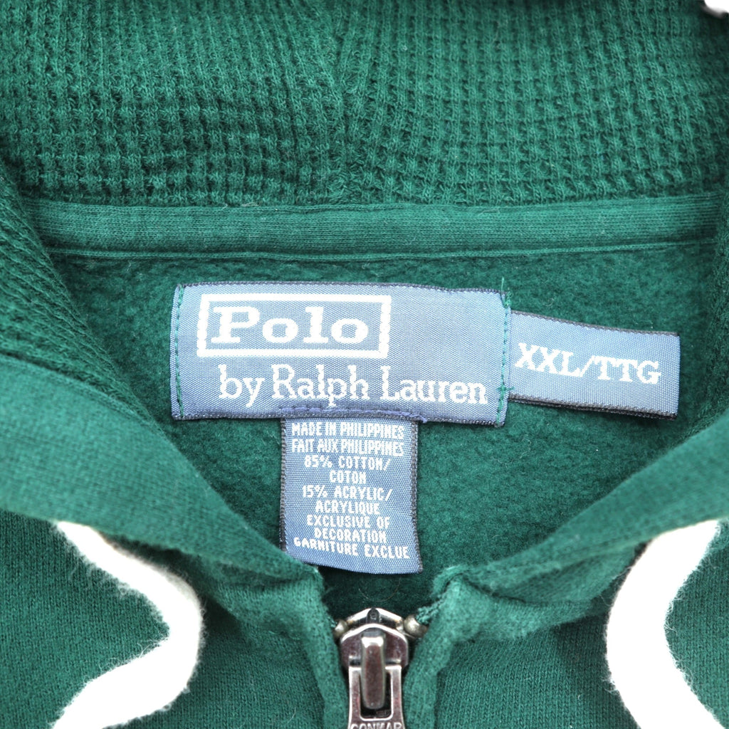 Polo Ralph Lauren 90s Big Pony Embroidered Zip Hoodie 2XL Green CONMAR Zipper
