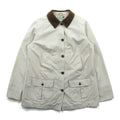 L.L.Bean Duck Chore Coat Coverall M Beige Corduroy Collar Check Lining 267093