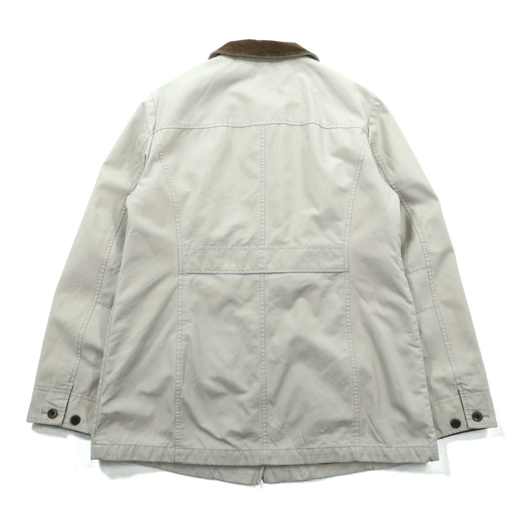 L.L.Bean Duck Chore Coat Coverall M Beige Corduroy Collar Check Lining 267093