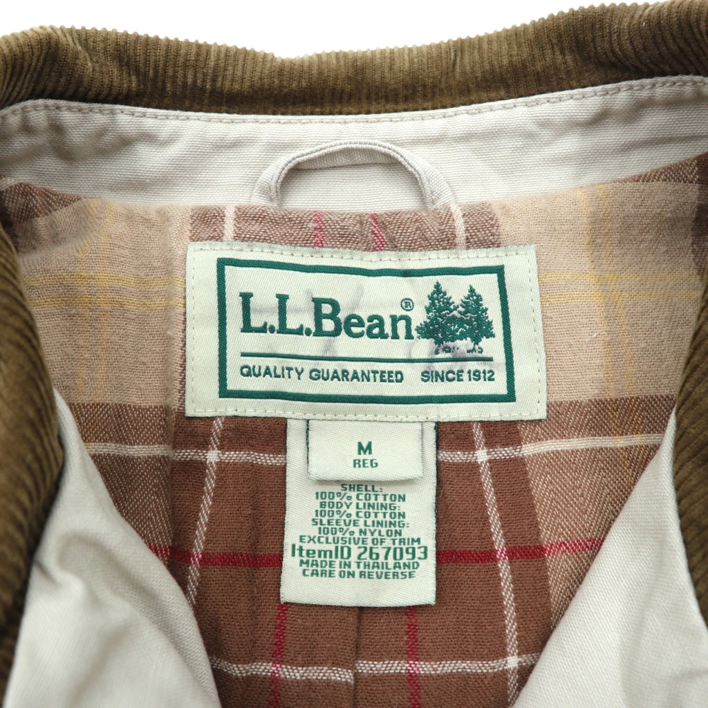 L.L.Bean Duck Chore Coat Coverall M Beige Corduroy Collar Check Lining 267093
