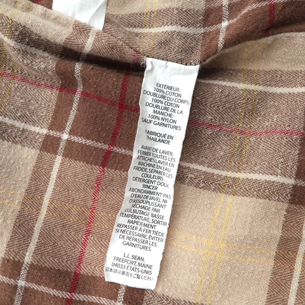 L.L.Bean Duck Chore Coat Coverall M Beige Corduroy Collar Check Lining 267093