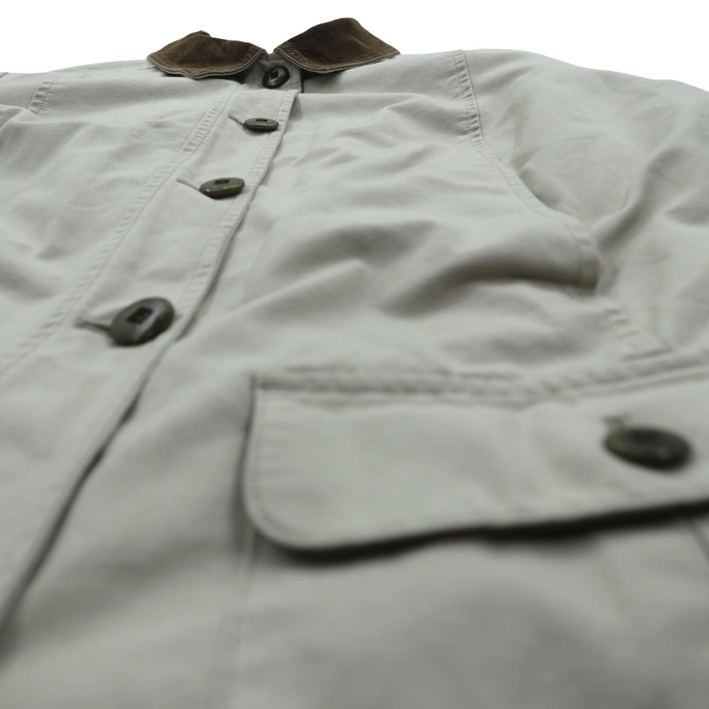 L.L.Bean Duck Chore Coat Coverall M Beige Corduroy Collar Check Lining 267093