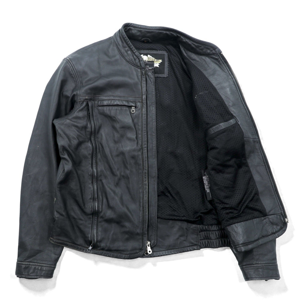 HARLEY DAVIDSON シングル ライダースジャケット L ブラック ダブルジップ レザー 本革 バック エンボスロゴ