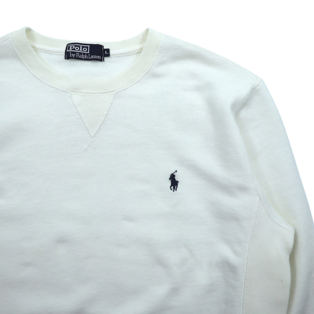Polo Ralph Lauren 90年代 前V リバースウィーブ スウェット トレーナー L ホワイト スモールポニー刺繍