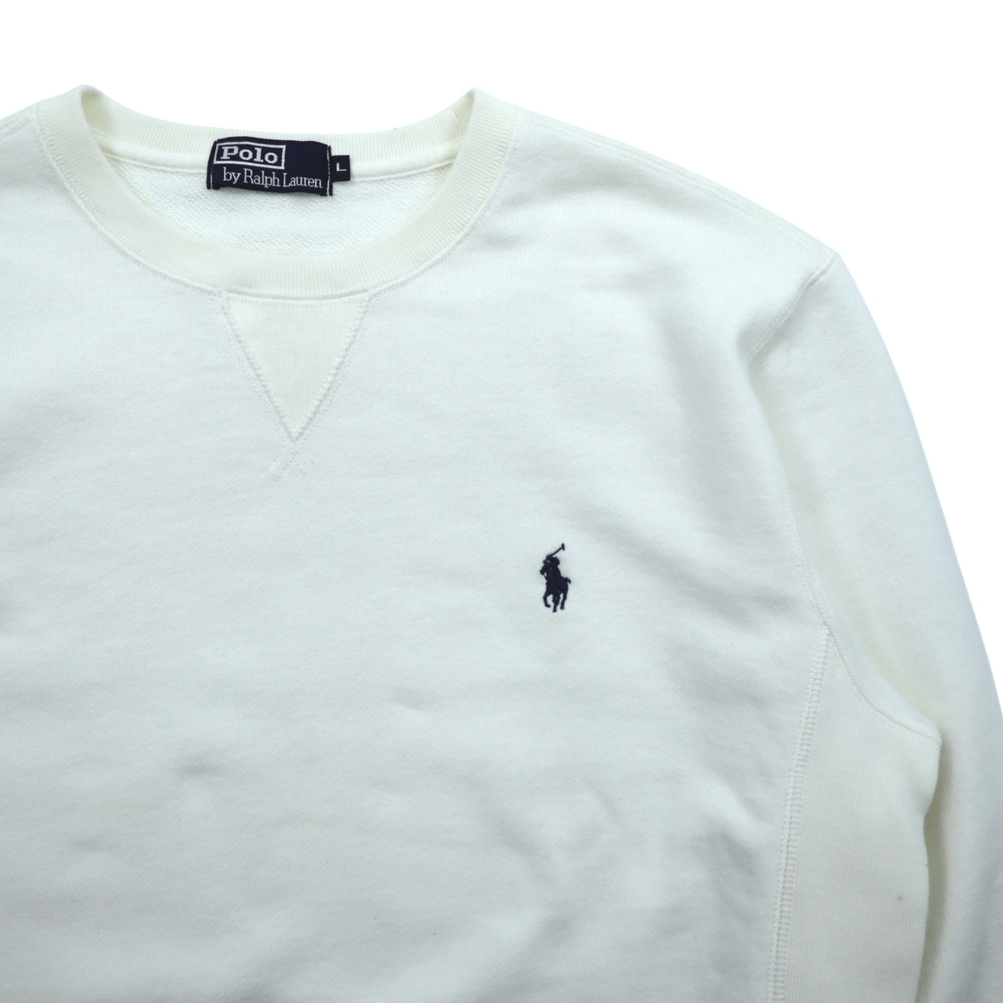 Polo Ralph Lauren 90年代 前V リバースウィーブ スウェット トレーナー L ホワイト スモールポニー刺繍