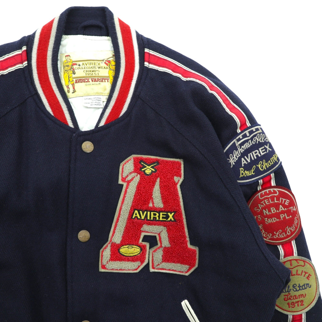 AVIREX 90s Vintage COLLEGIATE WEAR CHAMPS 1951-53 Stadium Jumper L Wool Lettered Patch