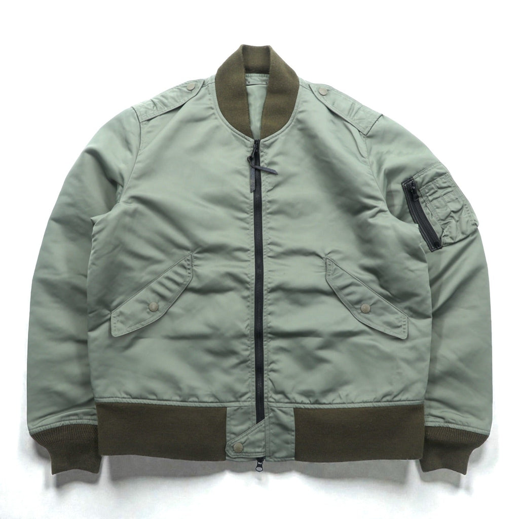 A BATHING APE L-2B Flight Jacket M Khaki Double Zip Nylon Epaulets Utility Pocket