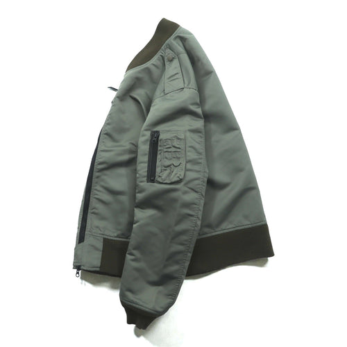 A BATHING APE L-2B Flight Jacket M Khaki Double Zip Nylon Epaulets Utility Pocket