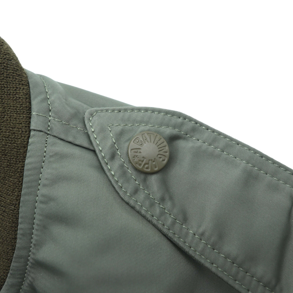 A BATHING APE L-2B Flight Jacket M Khaki Double Zip Nylon Epaulets Utility Pocket