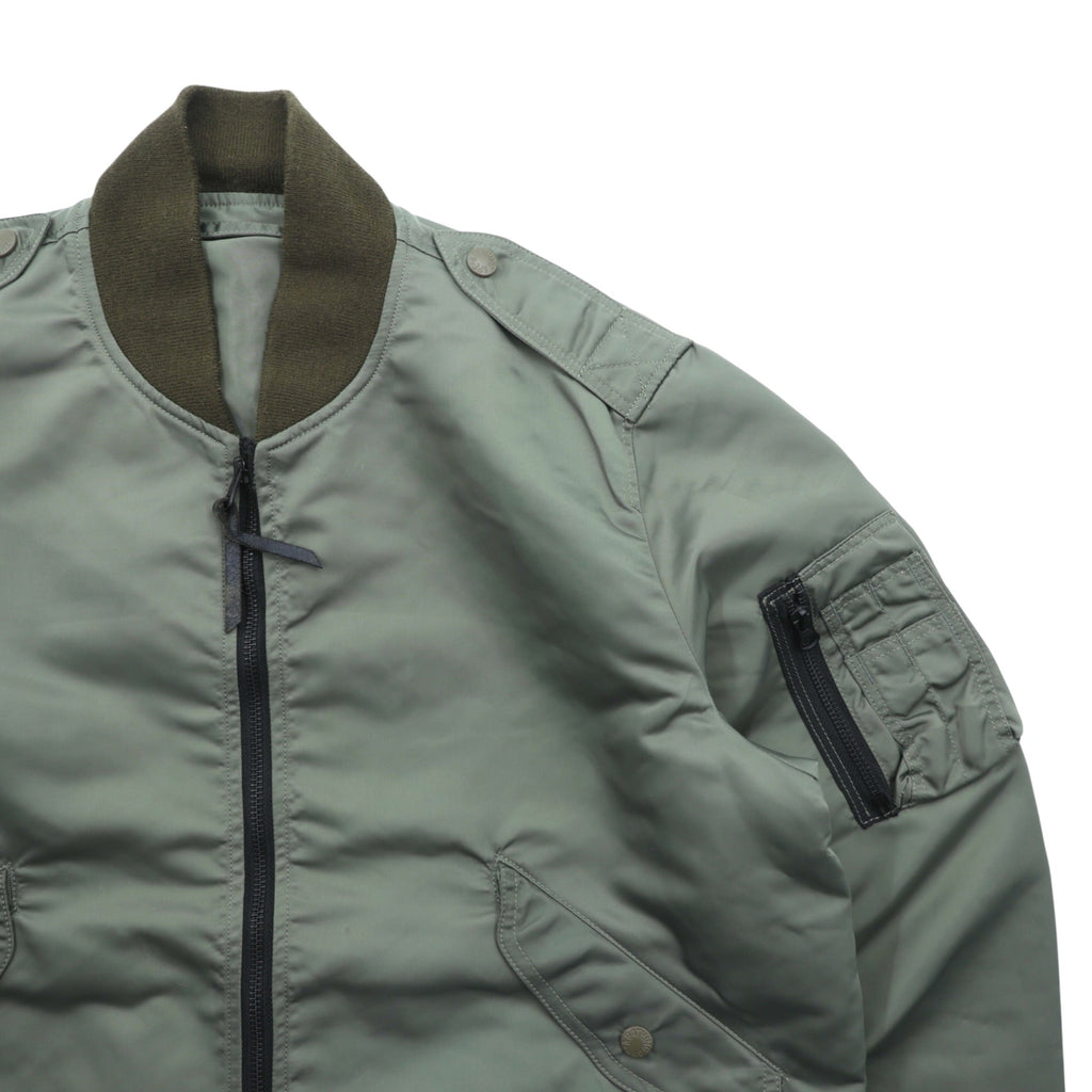 A BATHING APE L-2B Flight Jacket M Khaki Double Zip Nylon Epaulets Utility Pocket