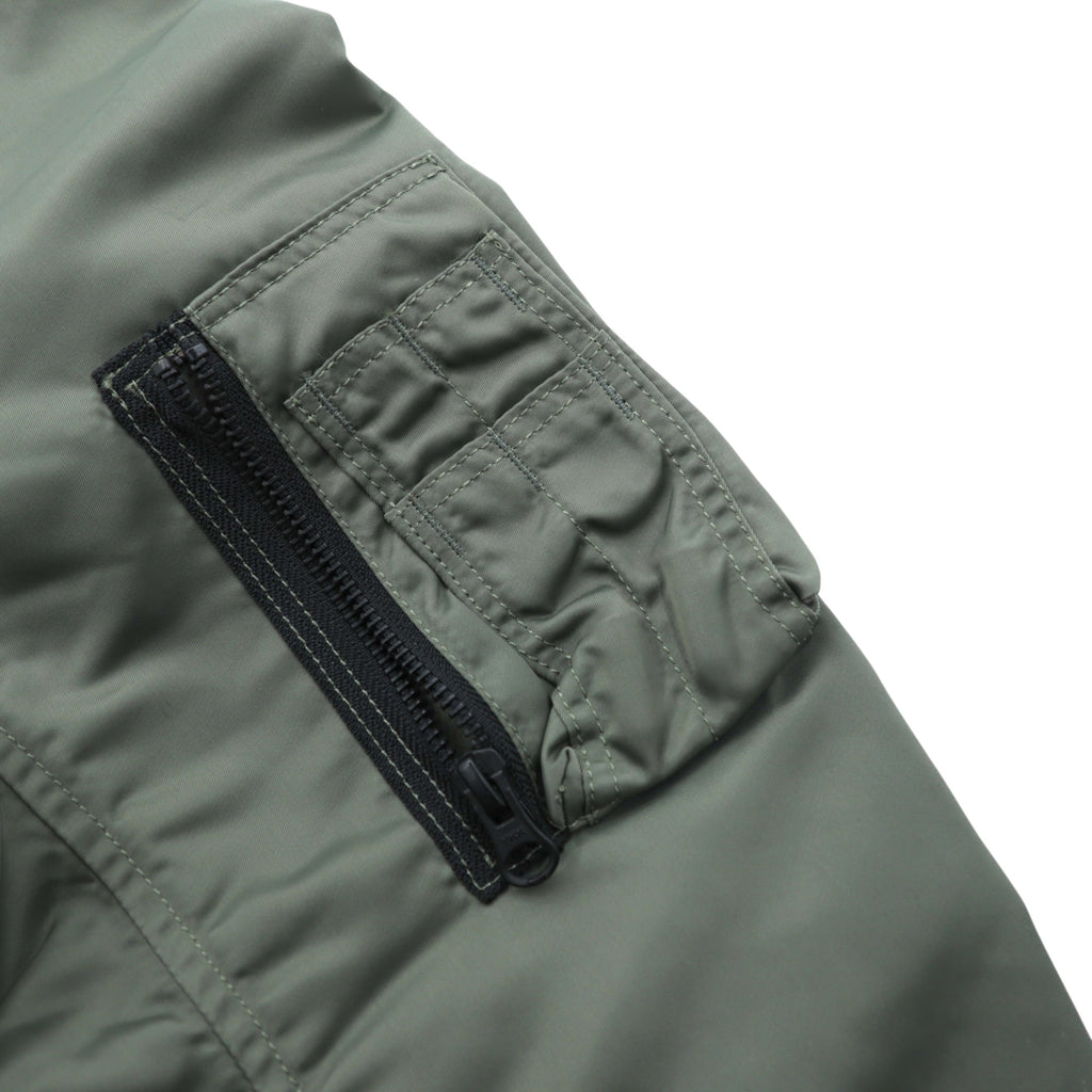 A BATHING APE L-2B Flight Jacket M Khaki Double Zip Nylon Epaulets Utility Pocket