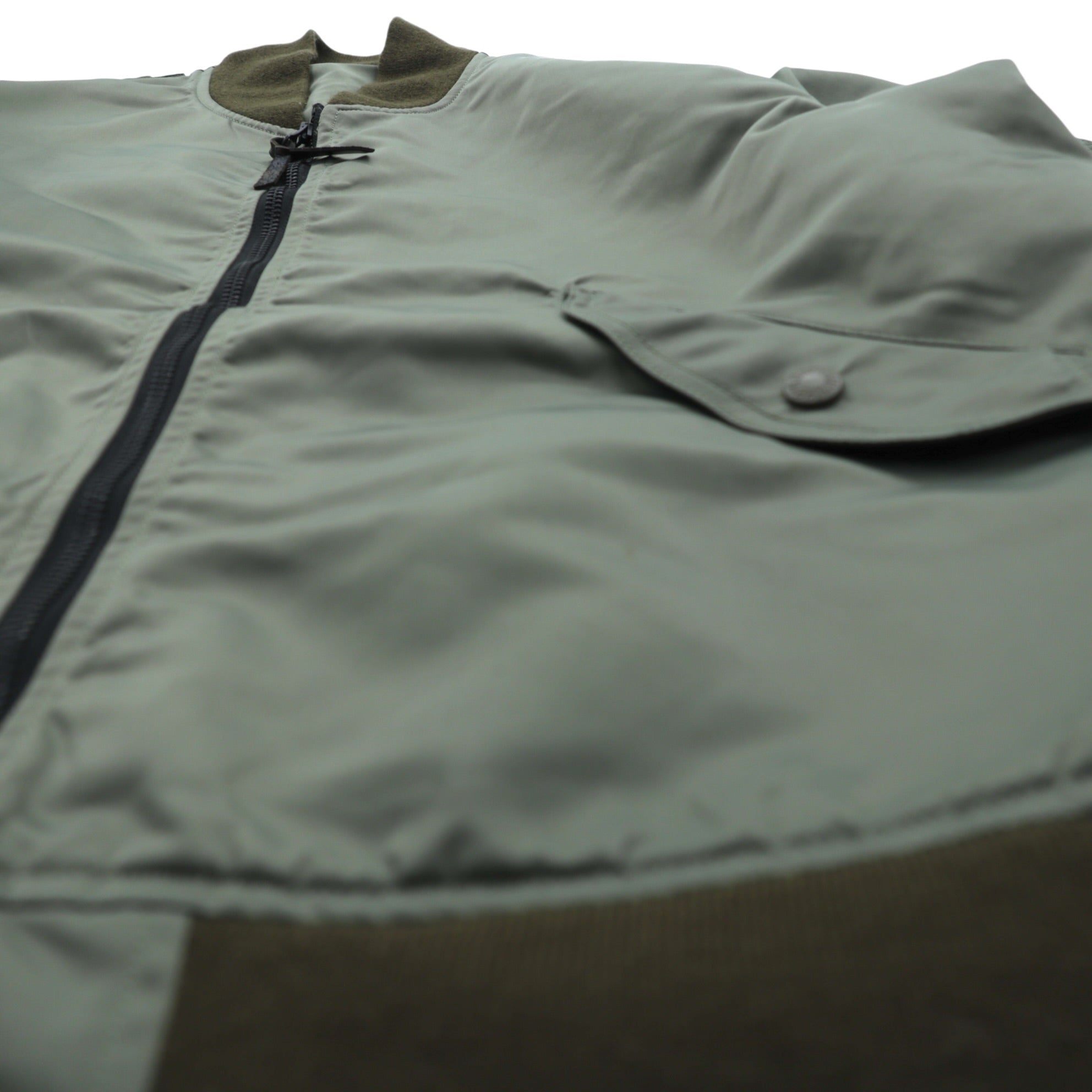 A BATHING APE L-2B Flight Jacket M Khaki Double Zip Nylon Epaulets Utility Pocket