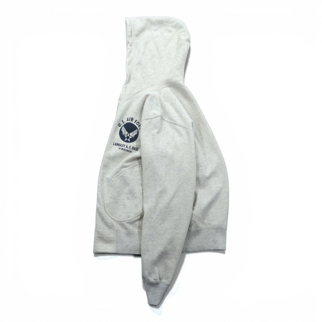 BUZZ RICKSON'S Distressed Print U.S. AIR FORCE Zip Hoodie M Gray LANGLEY A.F.BASE VIRGINIA
