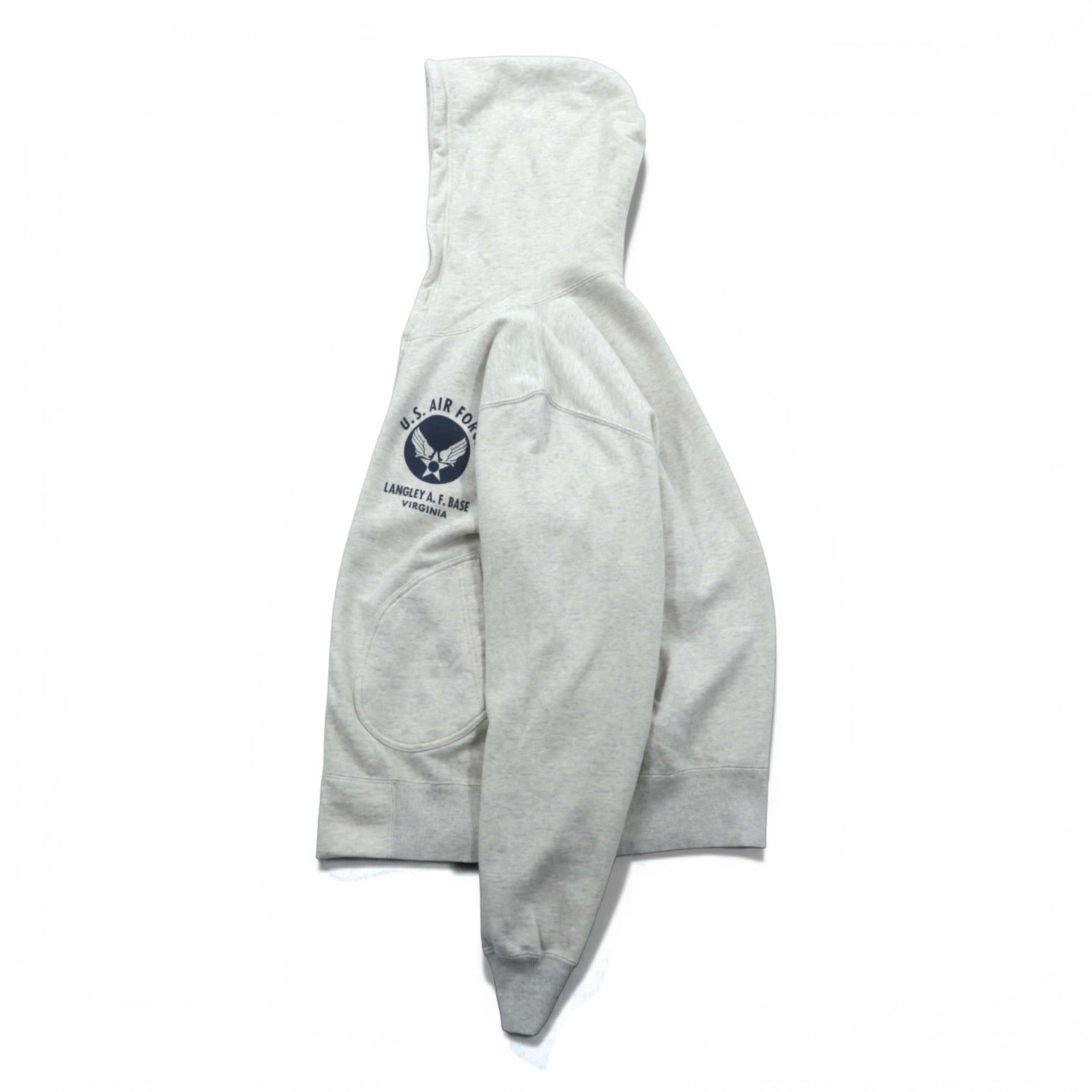 BUZZ RICKSON'S Distressed Print U.S. AIR FORCE Zip Hoodie M Gray LANGLEY A.F.BASE VIRGINIA