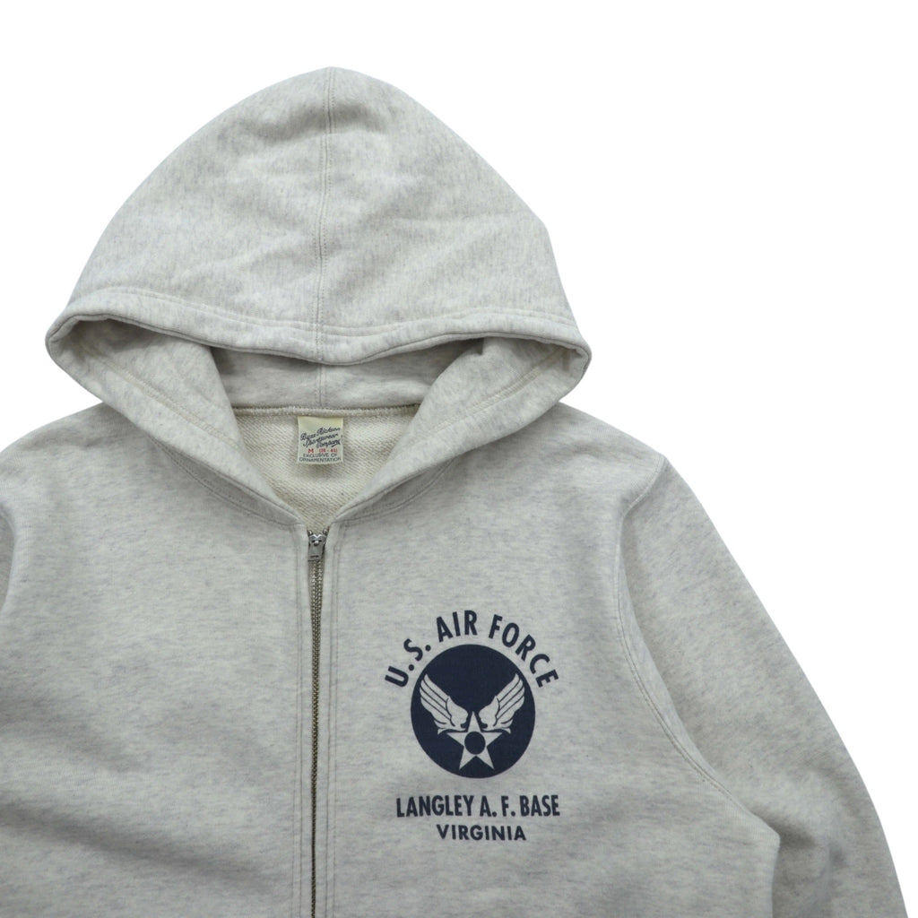 BUZZ RICKSON'S Distressed Print U.S. AIR FORCE Zip Hoodie M Gray LANGLEY A.F.BASE VIRGINIA