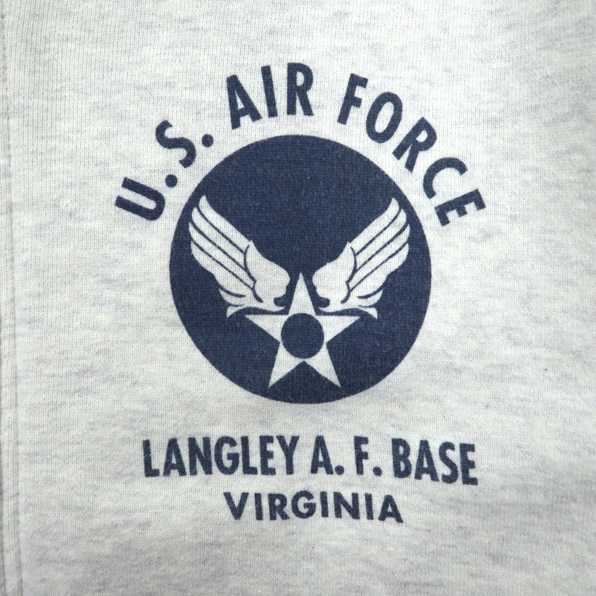 BUZZ RICKSON'S Distressed Print U.S. AIR FORCE Zip Hoodie M Gray LANGLEY A.F.BASE VIRGINIA
