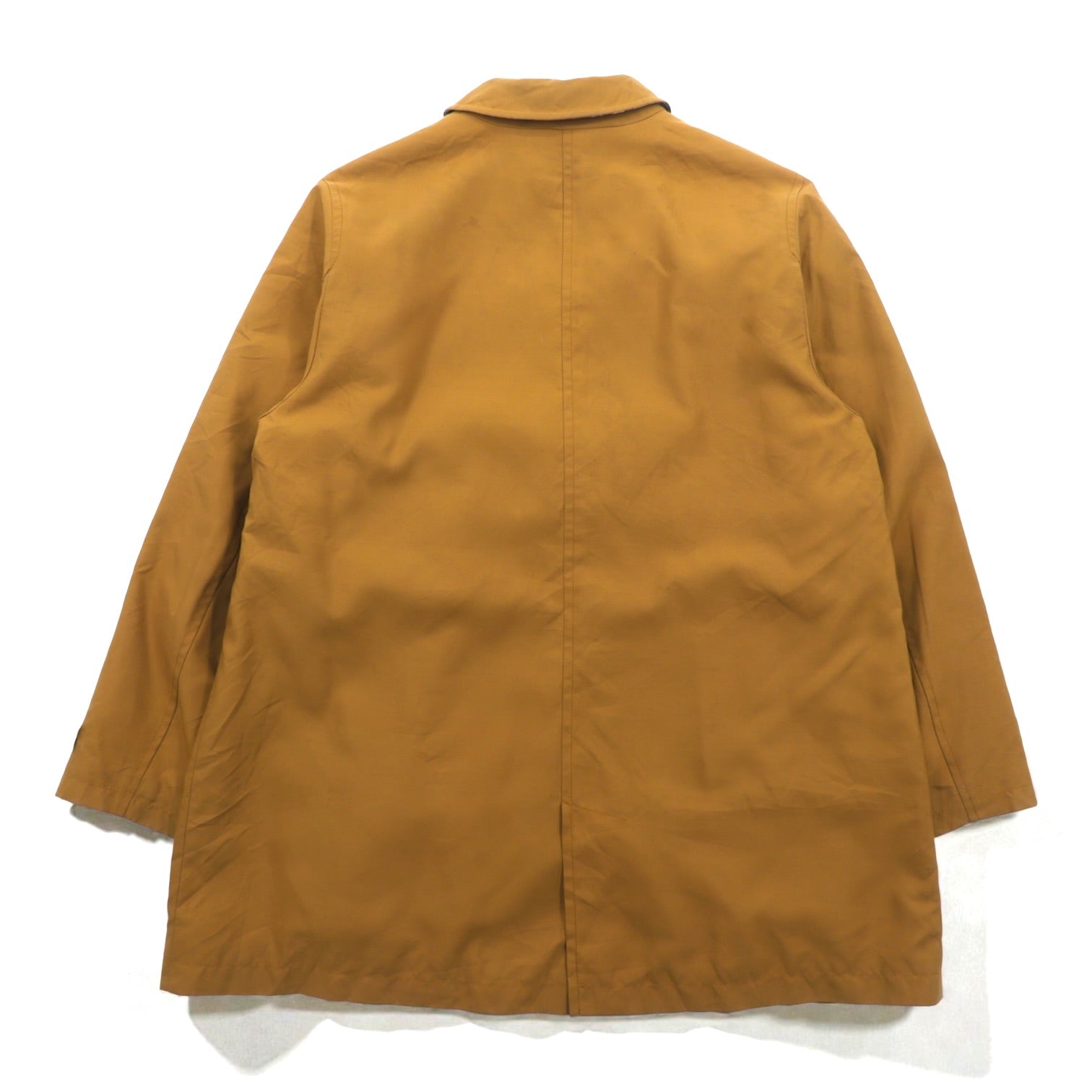 BURBERRY Button Zipper Fly A-Line Stand Collar Coat L Mustard Camel Nova Check Detachable Liner 6D6992