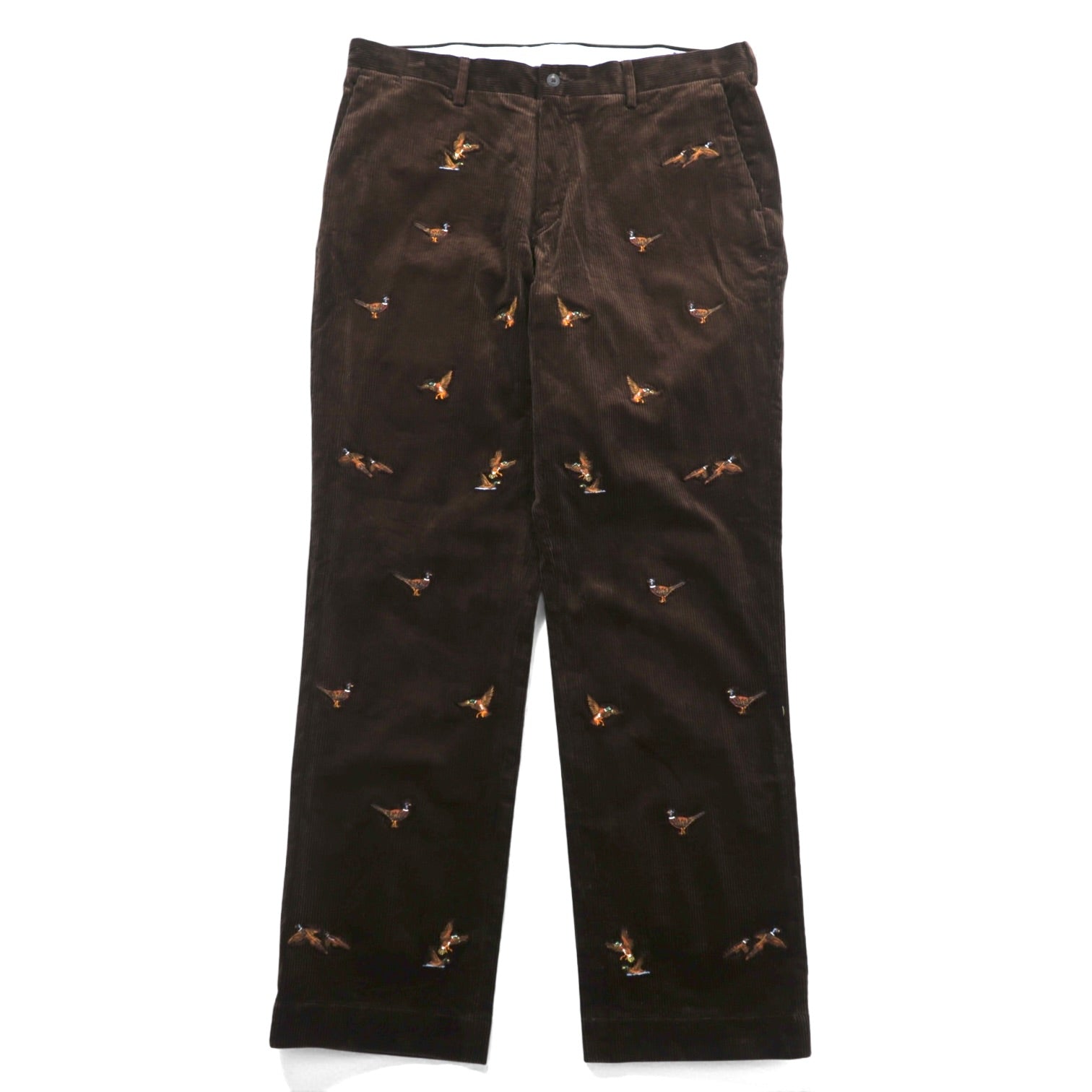 Polo Ralph Lauren Corduroy Chino Pants CLASSIC FIT Slacks L Brown Embroidered Animal All-Over Print Hunting