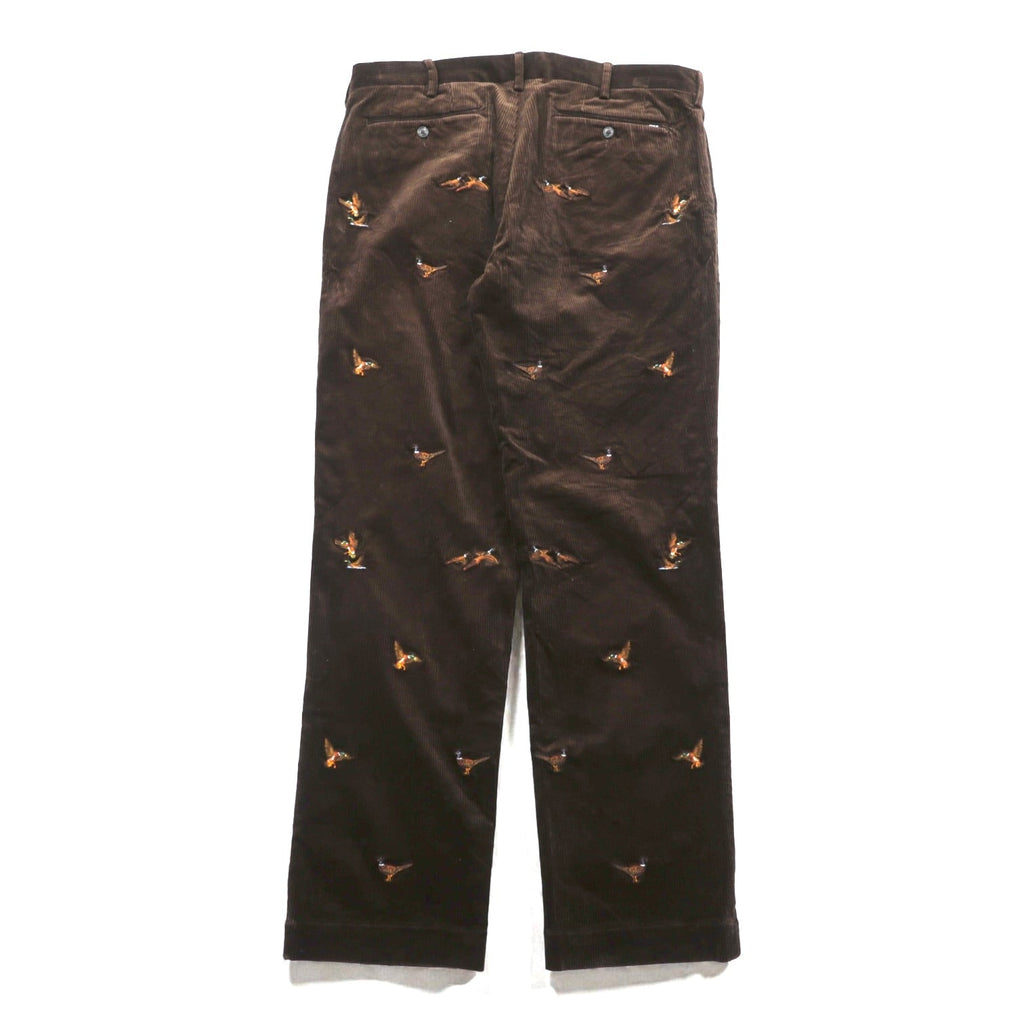 Polo Ralph Lauren Corduroy Chino Pants CLASSIC FIT Slacks L Brown Embroidered Animal All-Over Print Hunting