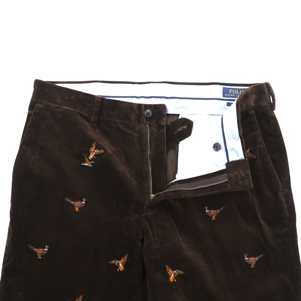 Polo Ralph Lauren Corduroy Chino Pants CLASSIC FIT Slacks L Brown Embroidered Animal All-Over Print Hunting