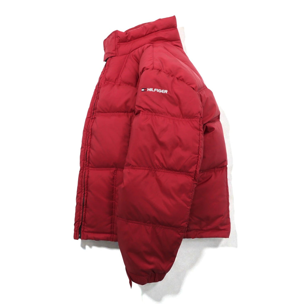 TOMMY HILFIGER 90s Voluminous Down Jacket XL Red Drawstring Nylon