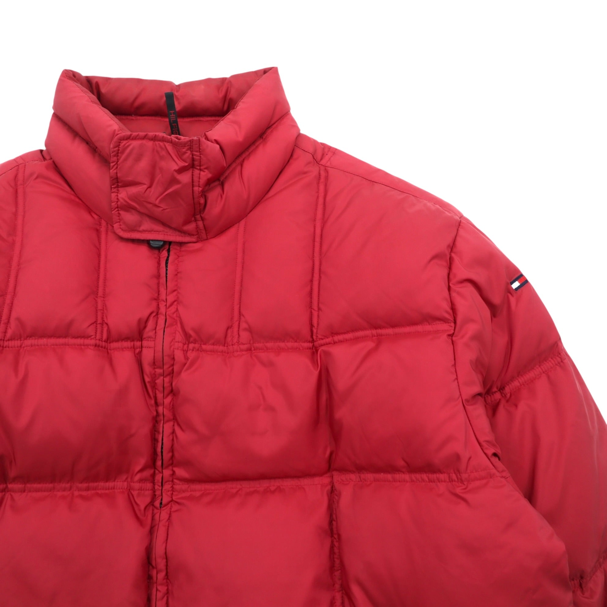TOMMY HILFIGER 90s Voluminous Down Jacket XL Red Drawstring Nylon