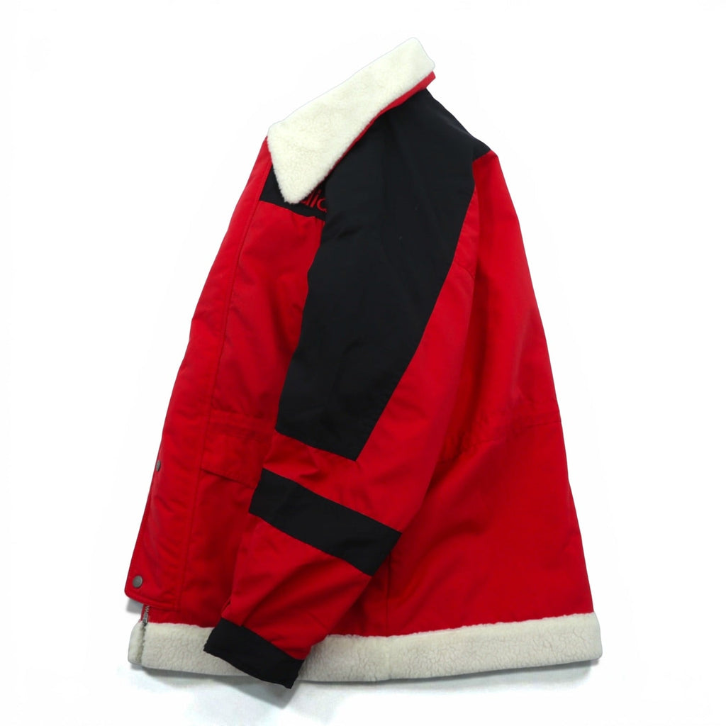 Adidas 80s Made in Japan Boa Lined Nylon Jacket Coat L Red Drawstring Descente