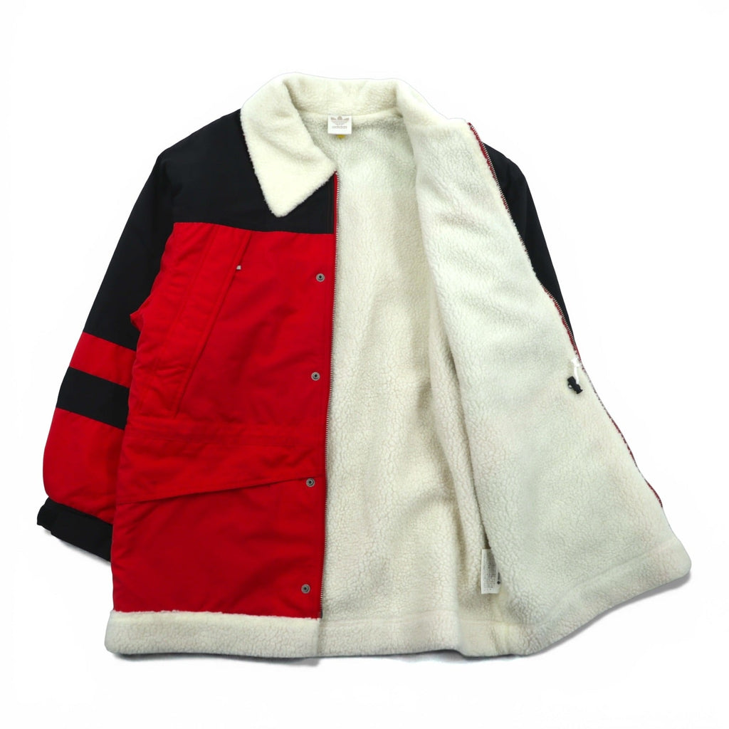 Adidas 80s Made in Japan Boa Lined Nylon Jacket Coat L Red Drawstring Descente