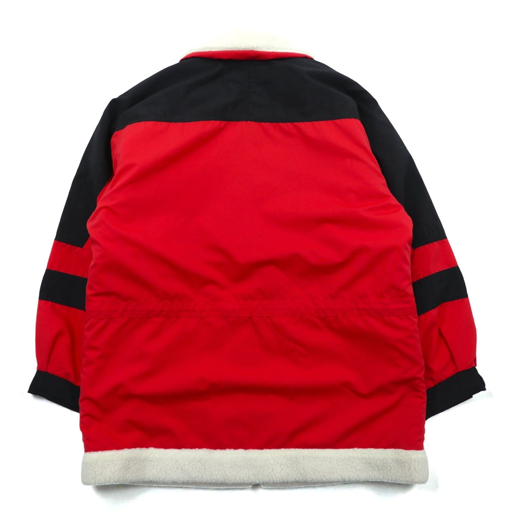 Adidas 80s Made in Japan Boa Lined Nylon Jacket Coat L Red Drawstring Descente