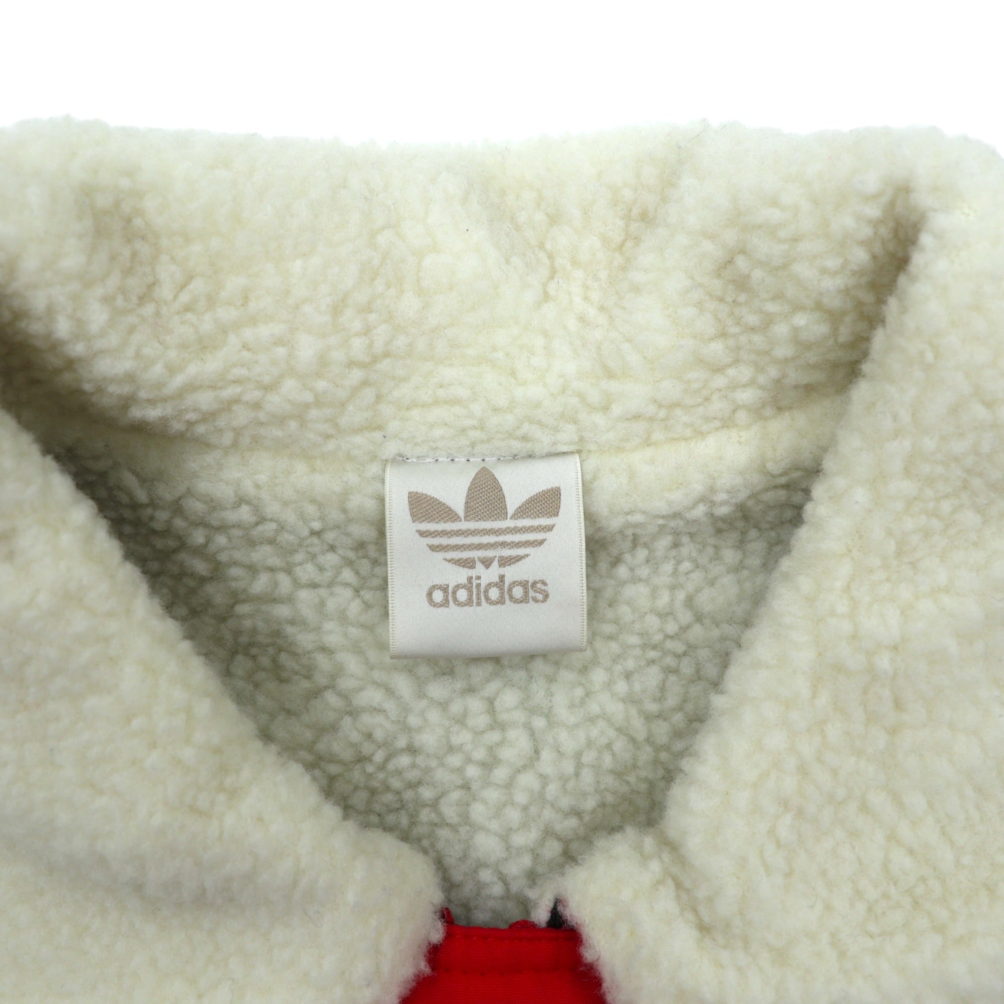 adidas 80年代 日本製 裏ボア ナイロンジャケット コート L レッド ドローコード デサント社製
