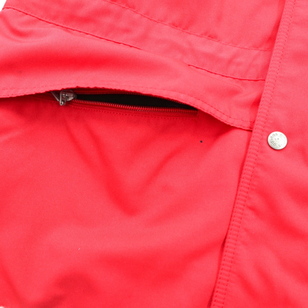 Adidas 80s Made in Japan Boa Lined Nylon Jacket Coat L Red Drawstring Descente
