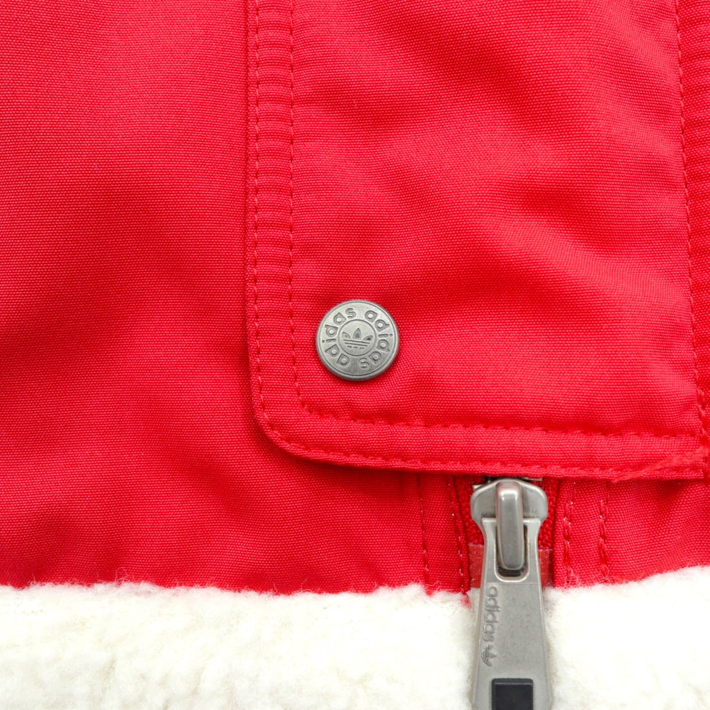 Adidas 80s Made in Japan Boa Lined Nylon Jacket Coat L Red Drawstring Descente