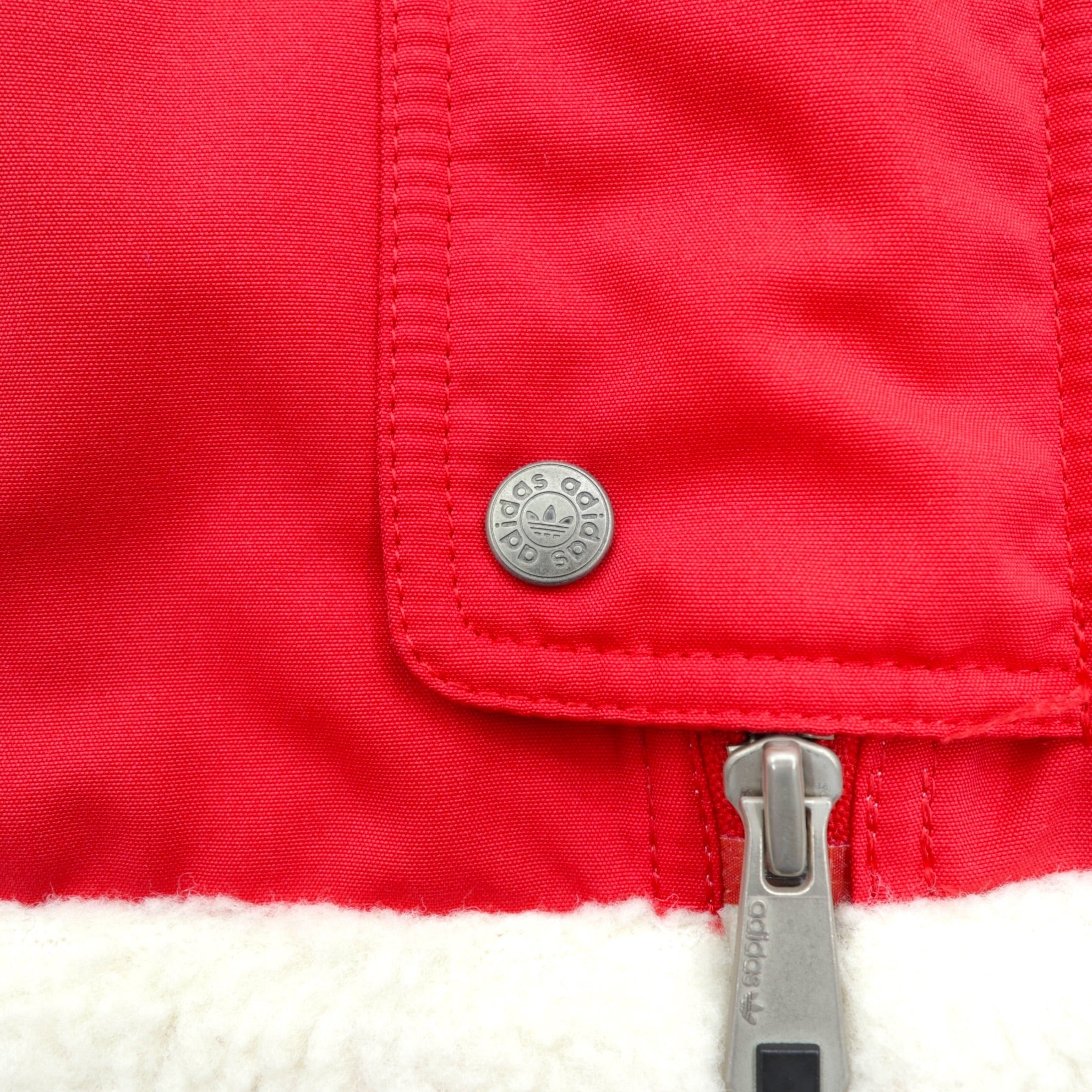 Adidas 80s Made in Japan Boa Lined Nylon Jacket Coat L Red Drawstring Descente