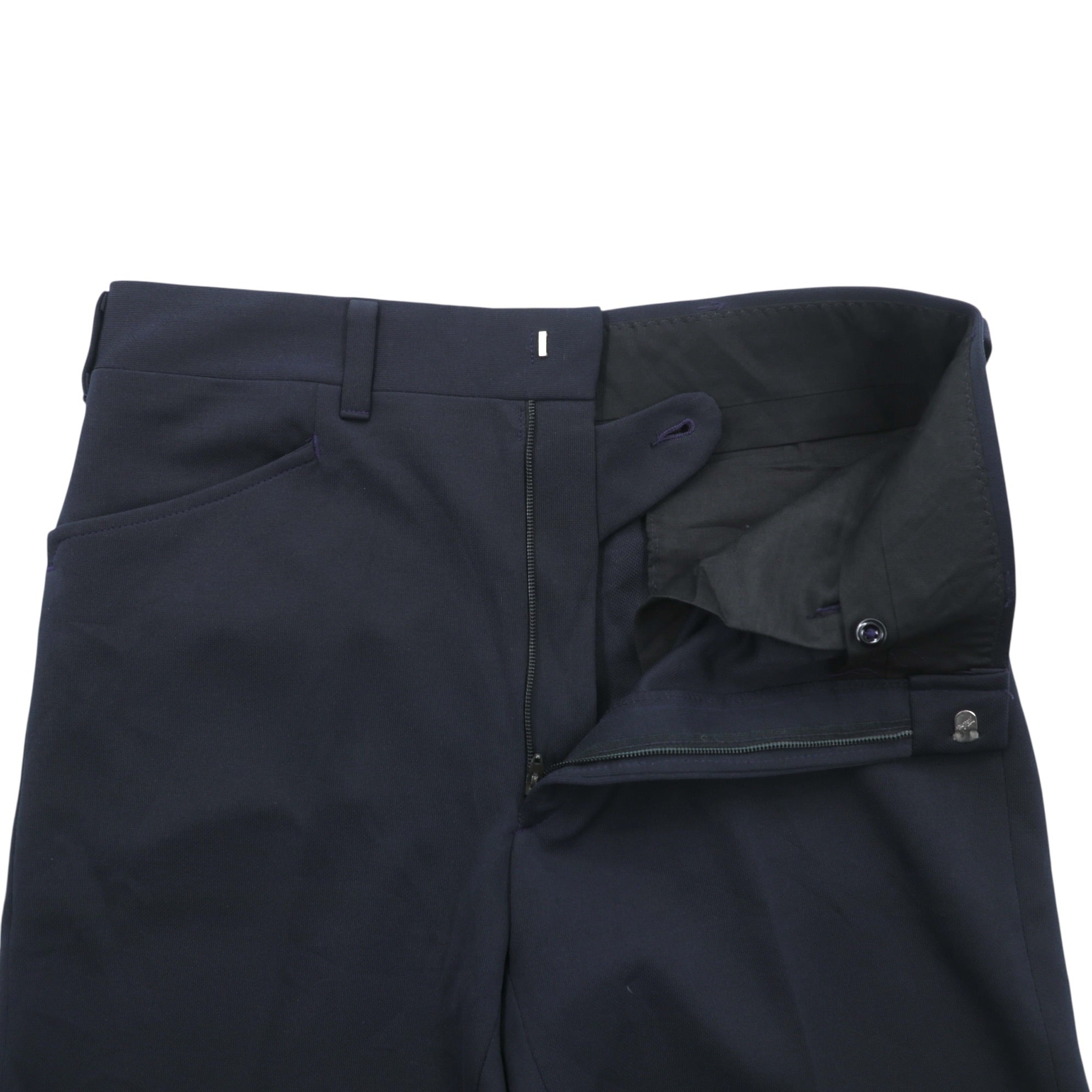 HAGGAR 70s Made in USA Vintage Flare Slacks Pants M Navy SCOVILL Zipper Deadstock Bootcut Sta-Prest Unused