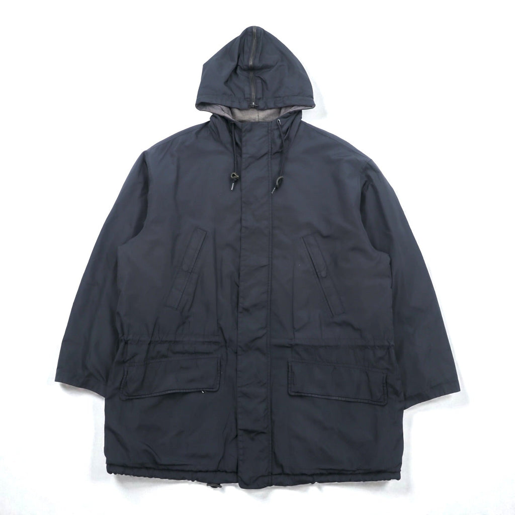 NAUTICA 90s N-3B Thermolite ACTIVE Padded Flight Jacket M Black Nylon Drawstring Rabbit Hood