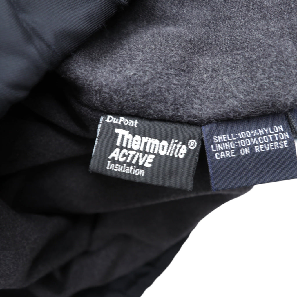 NAUTICA 90s N-3B Thermolite ACTIVE Padded Flight Jacket M Black Nylon Drawstring Rabbit Hood