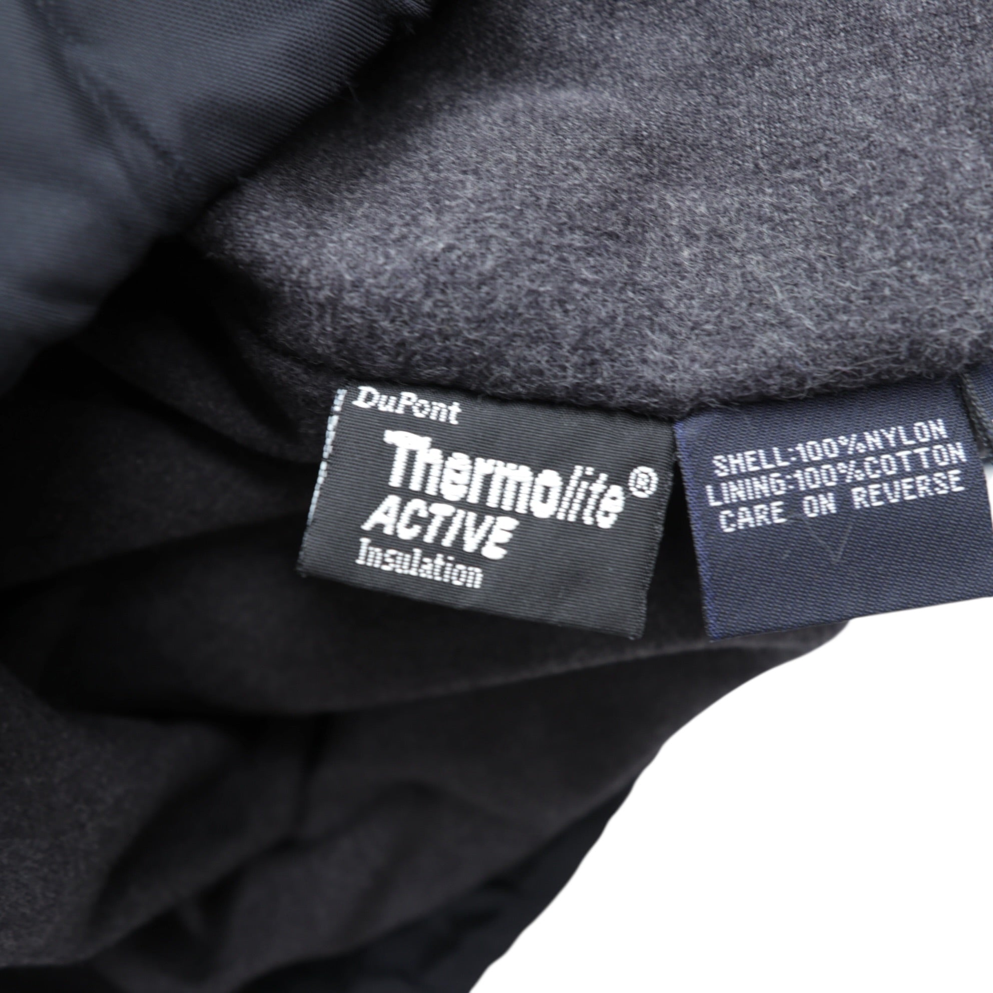 NAUTICA 90s N-3B Thermolite ACTIVE Padded Flight Jacket M Black Nylon Drawstring Rabbit Hood