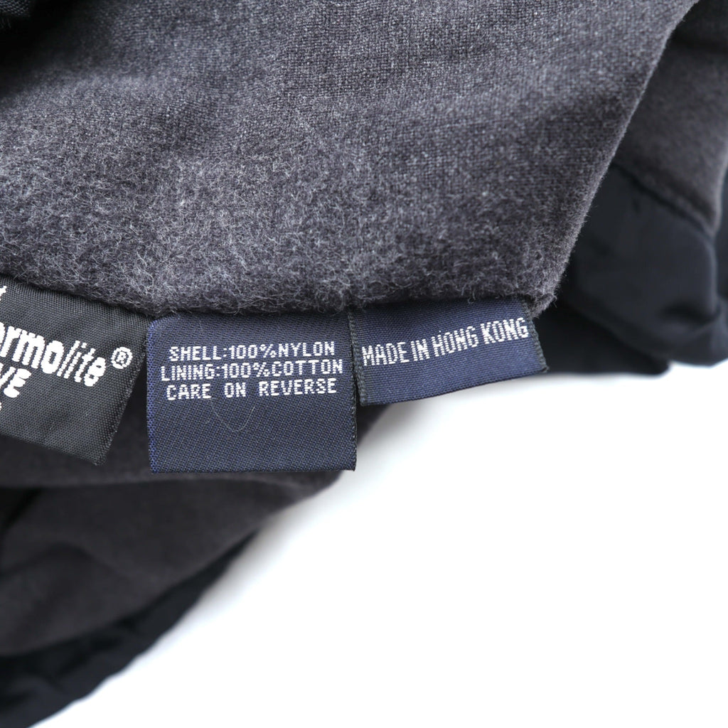 NAUTICA 90s N-3B Thermolite ACTIVE Padded Flight Jacket M Black Nylon Drawstring Rabbit Hood