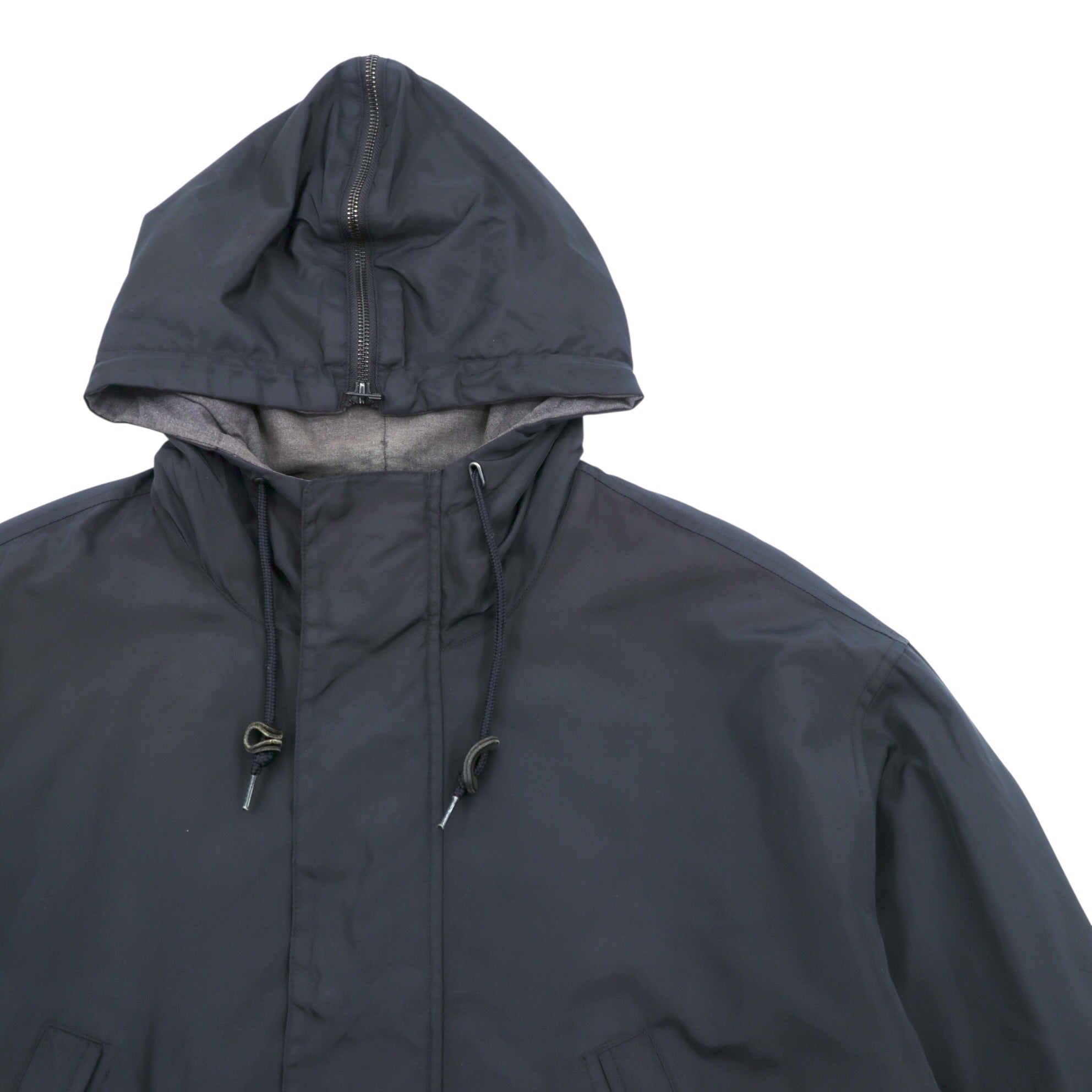 NAUTICA 90s N-3B Thermolite ACTIVE Padded Flight Jacket M Black Nylon Drawstring Rabbit Hood
