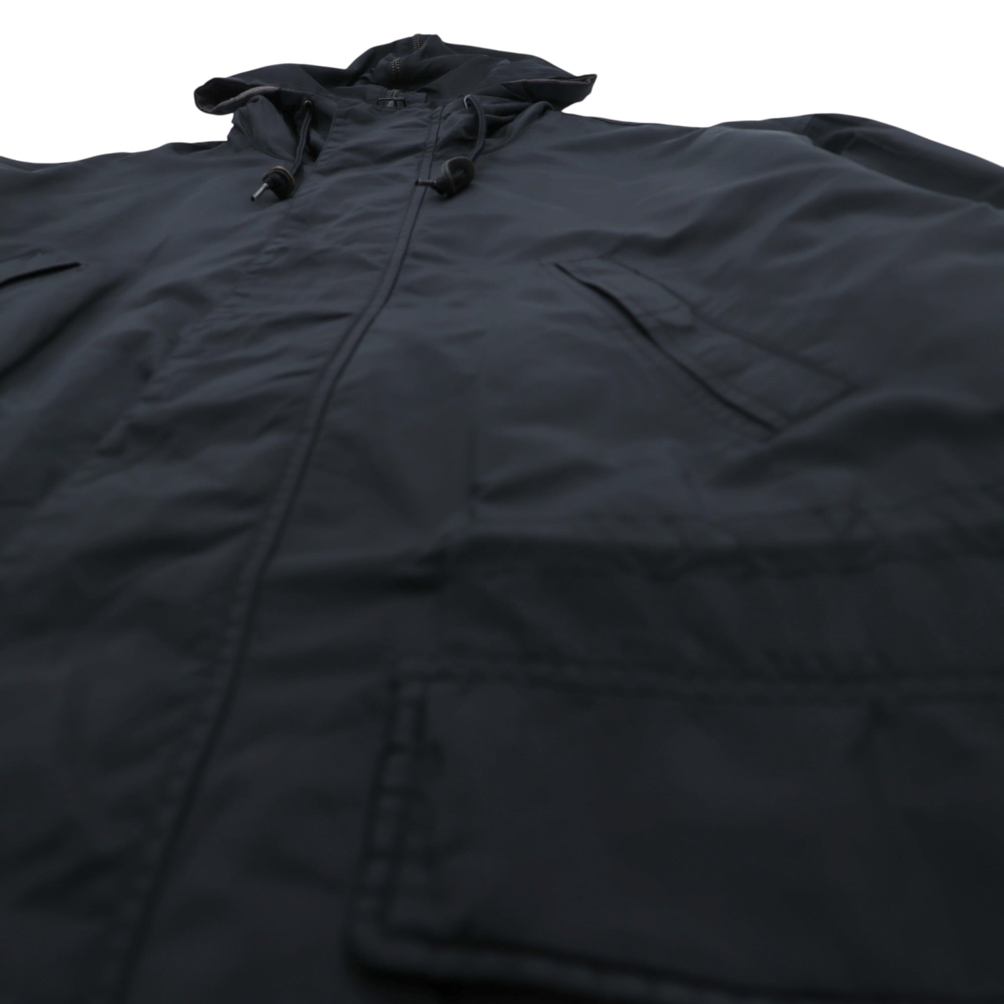 NAUTICA 90s N-3B Thermolite ACTIVE Padded Flight Jacket M Black Nylon Drawstring Rabbit Hood