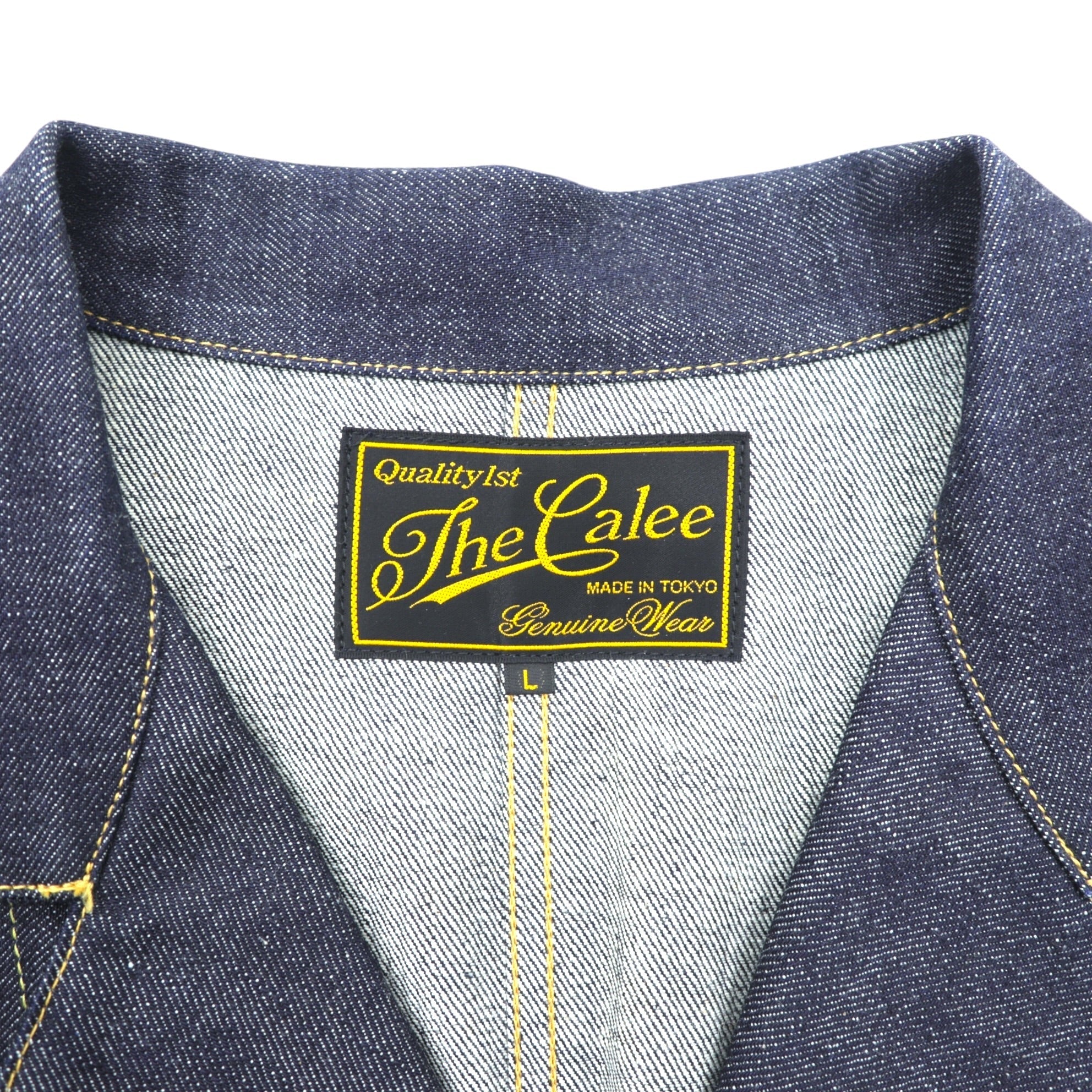 CALEE Made in Japan Rigid Denim Coverall Jacket L Indigo Dark Navy Tailored